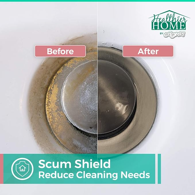 CHOMP! Bathroom Hardwater Stain Cleaner: Healthier Home BathroomMagic Gel Spray-Removes Soap Scum, Lime Scale Grime Remover Showers Toilets, Bath Tub, Tile, Grout, Grapefruit 32 oz