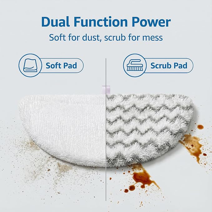 S2U 6-Pack Bissell Steam Mop Pads, for Bissell Powerfresh Steam Mop Pads 1940/1806, Thick & Washable Steam Mop Replacement Pads for Weekly Tile/Vinyl/Concrete/Large Home/Garage Cleaning