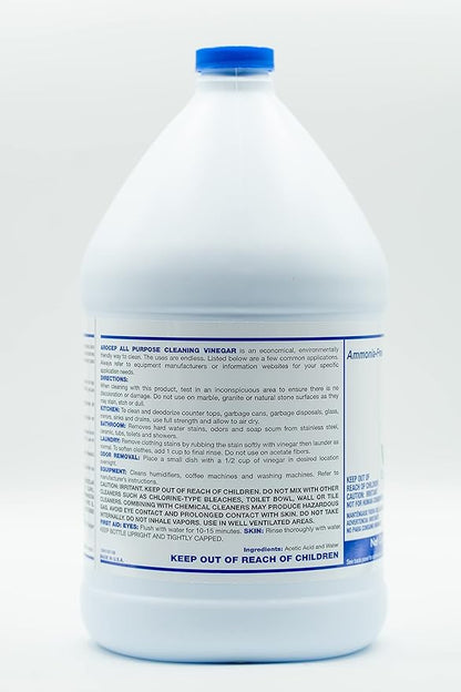 All-Purpose White Vinegar Cleaning Solution, 1 Gallon, Multi-Surface Cleaner for Hard Water Stains, Bathroom and Kitchen Surfaces, and Clothes, Effective Deodorizer