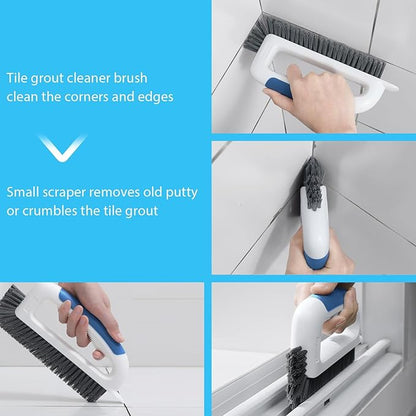 Grout Cleaner Brush for Floors Tile Corner, V Shape Stiff Scrubber Cleaning Bathroom Shower, Blue,1 Pcs