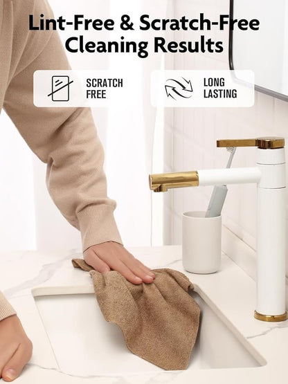 Fantasticlean Microfiber Cleaning Cloth Roll -150 Pack, Tear Away Microfiber Towels, 12" x 12", Reusable, Washable, Ultra Absorbent Dishcloth for All-Around Cleaning Supplies (Tan & Beige)
