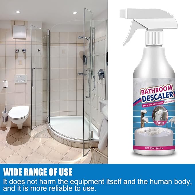 Stubborn Stains Cleaner,Bathroom Descaler,Jetted Bathtub Cleaner,Powerful Descaling Cleaning,60ml Limescale Cleaner, Bubble Cleaner Foam Spray for Toilet Bath Shower Glass (1Pcs)