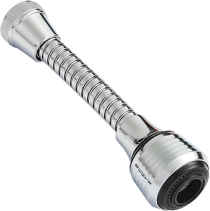 Flexible Faucet Sprayer Attachment 360 ° Kitchen Sink Aerator Extender ABS Polished Chrome for Cold Hot Water (Silver）