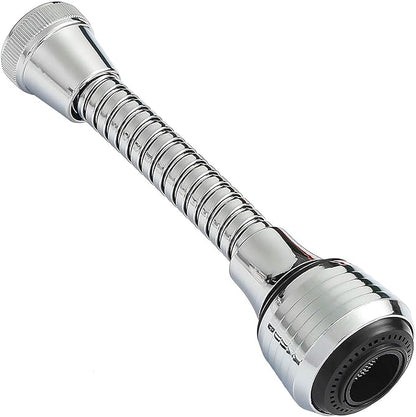 Flexible Faucet Sprayer Attachment 360 ° Kitchen Sink Aerator Extender ABS Polished Chrome for Cold Hot Water (Silver）