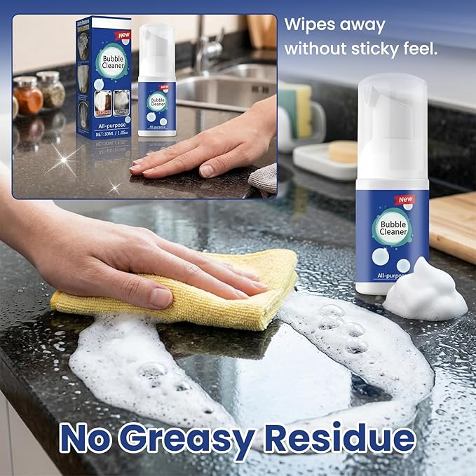 Foaming Heavy Oil Stain Remover,Rinse-Free Foam Cleaner Spray for Kitchen Grease,Multi Surface All Purpose Cleaner for Stovetops,Countertops,Range Hoods,Sinks and More (30ml/1oz,2 pc)