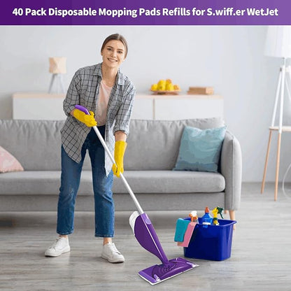 40 Count Wet Jet Pads Refills for Swiffer Wet Jet Spray Mop,Disposable Wetjet Pads for Multi-Surface Floors,Thickened and Super Absorbent Wet Jet Hardwood Floor Cleaner for Swiffer Wet Pads Refill