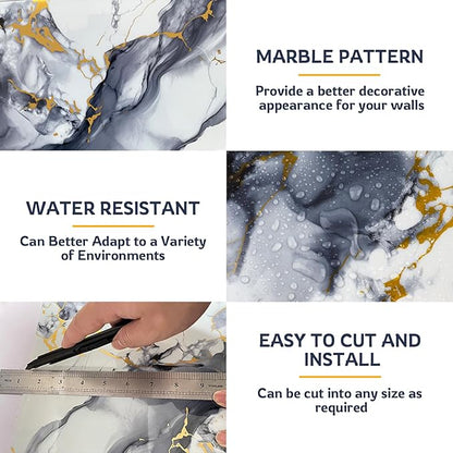Peel and Stick Wall Panels for Kitchen Backsplash, 11.8" x 11.8" Self-Adhesive Waterproof Marble Wallpaper for Bathroom, Living Room, 30-Pack