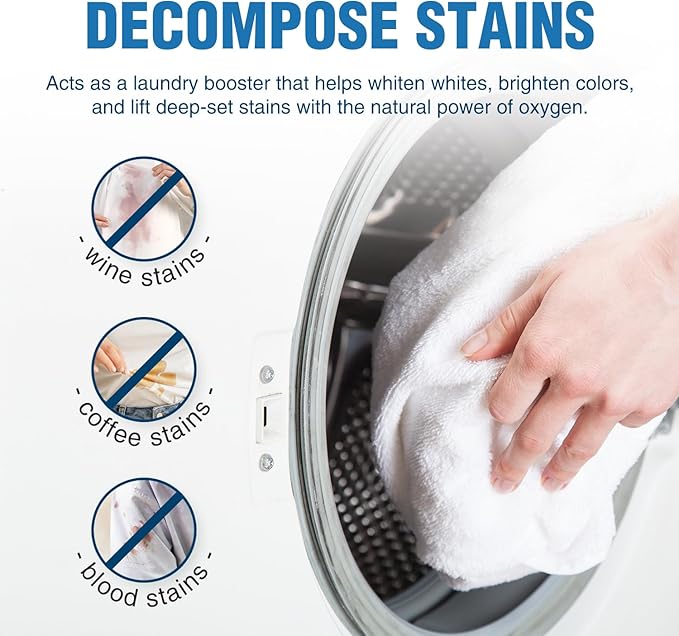 Sodium Percarbonate – Oxygen Bleach Powder & Laundry Booster – Multi-Purpose Cleaner for Stain Removal, Whitening, Deodorizing – Chlorine-Free (2lbs)