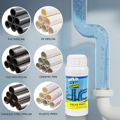Drain Cleaner Powder, Wild Tornado Sink and Drain Cleaner, Powerful Pipeline Dredging Agent, Kitchen Unblocker, Cleaner Powder for Kitchen Toilet (6Pcs)