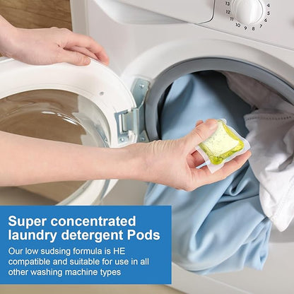 200 Pcs Laundry Detergent Soap Pods Bulk Anti Sensitive Laundry Pods Scented Washing Machine Pacs Packs with Clear Container Stain and Odor Removal, Ultra Concentrated,Plant Ingredient