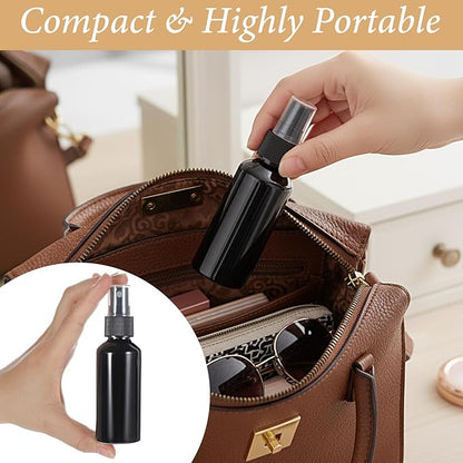 100 Pcs 2oz Black Spray Bottles, Fine Mist Refillable Travel Size Plastic Spritzers - Leak Proof Mini Mister for Cleaning, Hair, Essential Oils & Perfume
