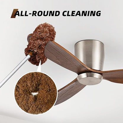 DRQ Ceiling Fan Cleaner Duster, 2 Pack Reusable Microfiber Duster with Extension Pole, 13 to 50 Inch Fan Blade Cleaner, Removable Dusters for Cleaning Walls Bookshelves Door Window Top (Brown)