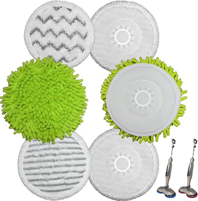 6 Pack S7001 Mop Pads Compatible with Shark S8201 S8001 S7001 S7201 S7000AMZ S7000 S7005 S7020 S7001TGT, Steam & Scrub All-in-One Scrub Pads, Dirt Grip Washable Pad (4White 2green)