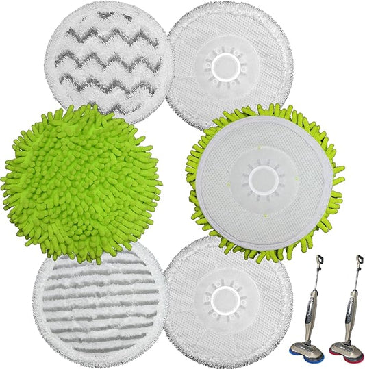 6 Pack S7001 Mop Pads Compatible with Shark S8201 S8001 S7001 S7201 S7000AMZ S7000 S7005 S7020 S7001TGT, Steam & Scrub All-in-One Scrub Pads, Dirt Grip Washable Pad (4White 2green)