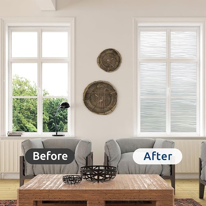 rabbitgoo Window Privacy Film Frosted Glass Film Removable Vinyl Door Coverings UV Blocking Decorative Static Cling Non-Adhesive Window Clings Sticker for Home Decor, 11.8 x 157.4 Inches