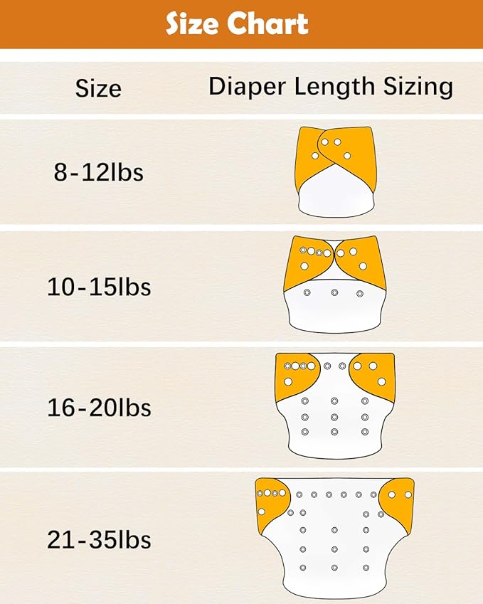 Babygoal Baby Cloth Diaper 6 Pack with 6pcs Inserts and Wet Bag for Fitted Diapers and Prefolds, Adjustable and Reusable Covers for Toddler Boys and Girls