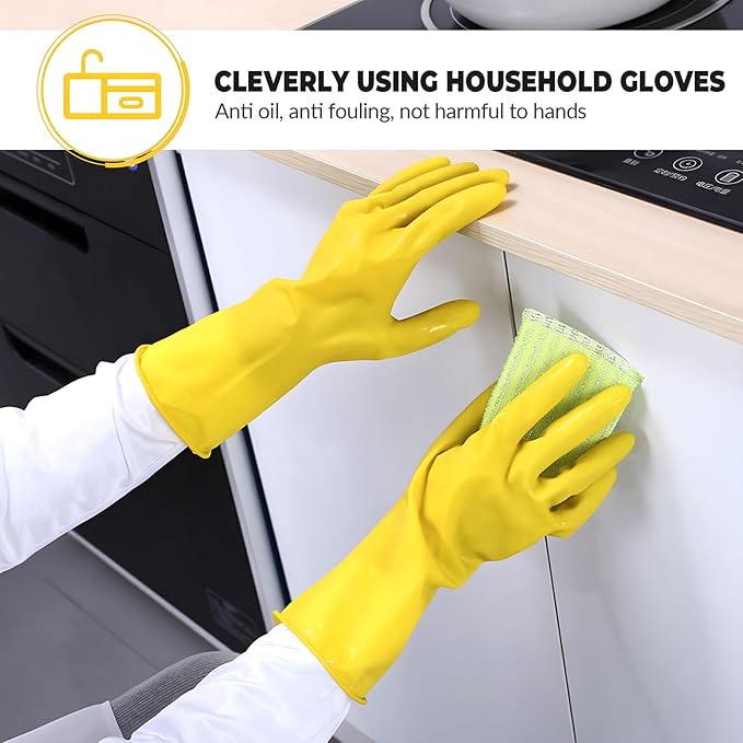 1 pair Reusable Household Gloves, Rubber Dishwashing gloves,Kitchen Cleaning, Working, Painting, Gardening, Pet Care