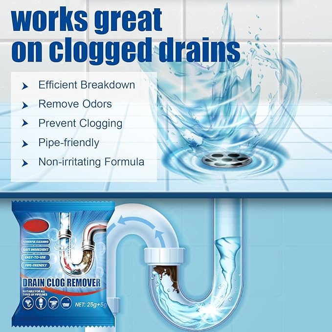 Drain Clog Remover 6 Packs Fast Acting Drain Cleaner Powders for Kitchen Sink Bathroom Shower Bathtub Powerful Pipe Unclogger Clears Hair Grease Safe for Pipes 2025