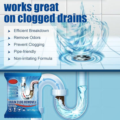 Drain Clog Remover 6 Packs Fast Acting Drain Cleaner Powders for Kitchen Sink Bathroom Shower Bathtub Powerful Pipe Unclogger Clears Hair Grease Safe for Pipes 2025