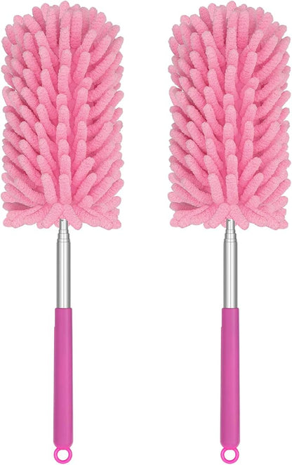Mini Duster for Cleaning, 360° Bendable Hand Dusters with Extension Pole, Washable Small Duster for Car Interior, Office, Furniture