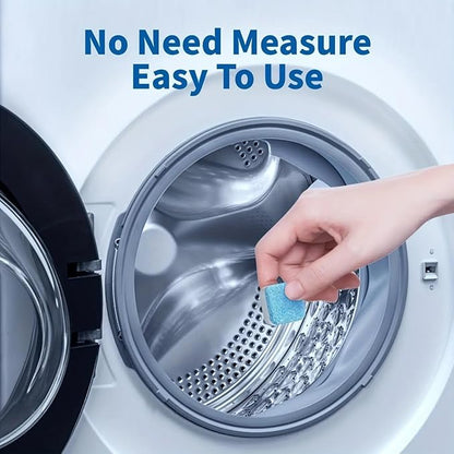 Washing Machine Cleaner Tablets, 12 Count – Deep Clean & Odor Control for Drum, Tub & Gasket, Compatible with All Washer Types
