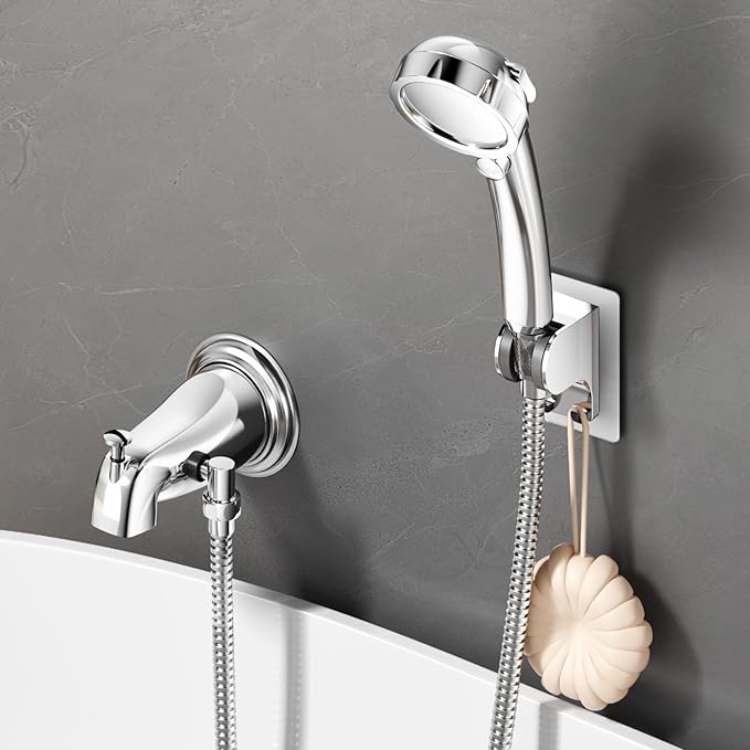 Bathtub Faucet with Handheld Sprayer, Shower Attachment for Tub Faucet, All Metal Bath Tub Spout with Shower Diverter, High Pressure 3+1 Settings Hand Held Showerhand (Chrome)