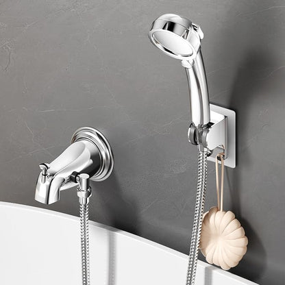 Bathtub Faucet with Handheld Sprayer, Shower Attachment for Tub Faucet, All Metal Bath Tub Spout with Shower Diverter, High Pressure 3+1 Settings Hand Held Showerhand (Chrome)