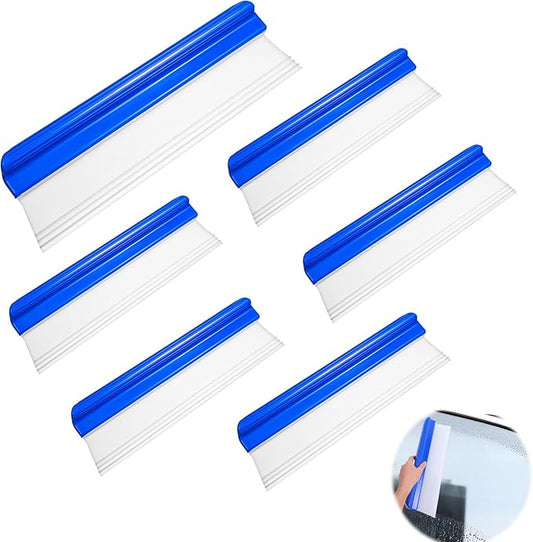 6 Pack 12” Silicone Car Drying Squeegee, 3-Layer T-Bar Water Blade Professional Automotive Water Wiper, Wash Cleaner Wiper for Car Window Glass Bathroom
