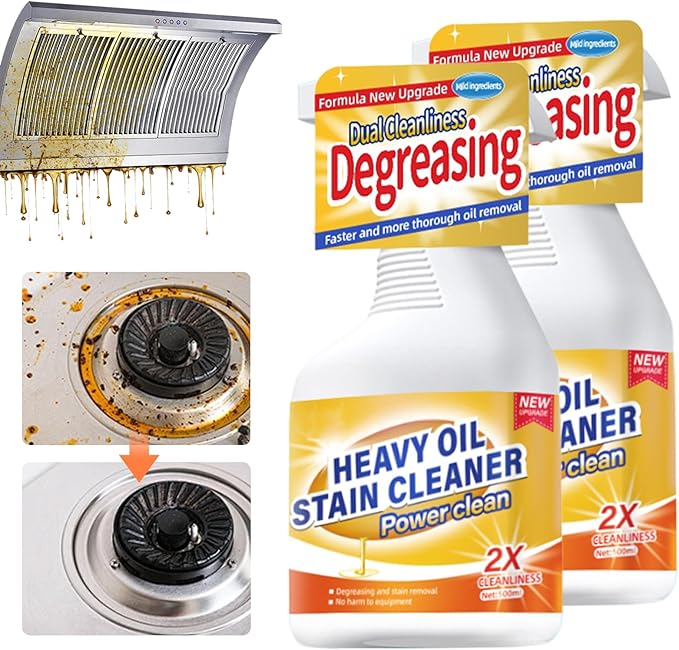 Kitchen Heavy Oil Cleaner, 2025 Upgrade All Purpose Kitchens Heavy Oil Cleaning Agent, Grease Remover, Multipurpose Kitchen Cleaner Spray for Countertops, Ovens, and Appliances (2)