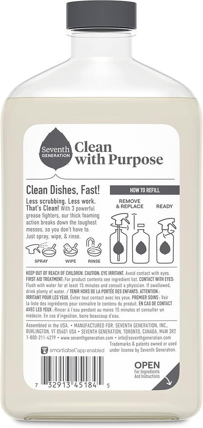 Seventh Generation Foaming Dish Spray, Honey Crisp Apple 16 Fl Oz (Pack of 3), Refill Pack of 3 with 1 Sprayhead