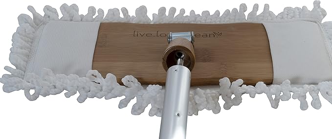 Harper Live.Love.Clean. Bamboo 2-in-1 Smooth Surface Wet/Dry Dust Mop with (2) Washable Wraparound Pads for Cleaning Dust, Pet Hair & Fine Dry Dirt