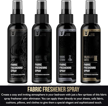 Fabric Freshener Spray by The Beard Struggle - Linen Spray Freshener for Cloths, Bed & Room Air Freshener - Odor Eliminator with Luxury Fragrance - Surtr's Fury, Black Collection (120ml)