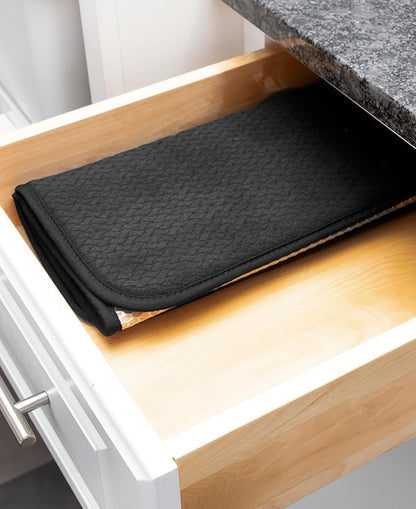 All-Clad Premium Reversible Dish Drying Mat for Kitchen: 16" x 28" Ultra-Absorbent, Long-Lasting, No Condensation, and Oversized for Large Pots and Pans - 1 Pack, Black