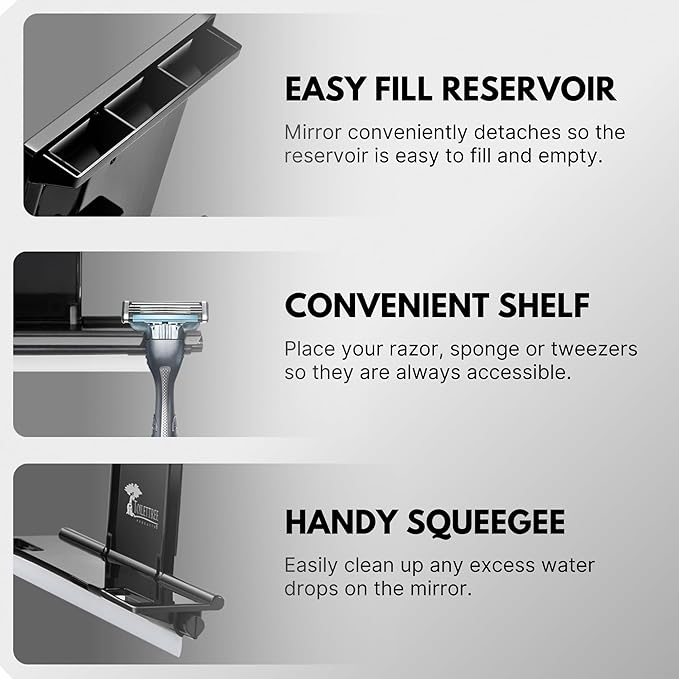 ToiletTree Products Fogless Shower Mirror - Anti-Fog Mirror - Adjustable Shaving Mirror with a Squeegee - Rust-Proof, Impact-Resistance Bathroom Shower Mirror - Tall