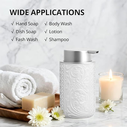 12OZ/350ML Ceramic Foaming Soap Dispenser Empty Hand Soap Dispenser Refillable Lotion Containers with Pump
