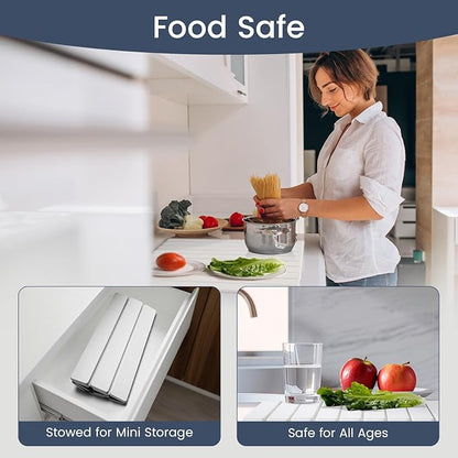 Meowoo Stone Drying Mat for Kitchen Counter, 23.6"x15.3" Foldable Diatomaceous Earth Mat, Super Absorbent, Quick-Dry Bath & Kitchen Pad for Dishes, Cups, Bottles, Non-Slip, Fits Any Countertop - White