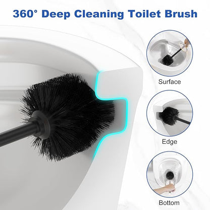 Toilet Brush and Holder Set：304 Stainless Steel Heavy Duty Toilet Bowl Brush，Removable Inner Bowl and Splash Protection，Bathroom Toilet Brush-Dense Bristles for Through Cleaning