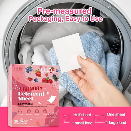 YUCO Laundry Detergent Sheets Berry Scent 160 Loads Eco Friendly Laundry Soap Washer Sheet Liquidless Laundry Detergent Sheet for Travel No Plastic Hypoallergenic Pack of 2