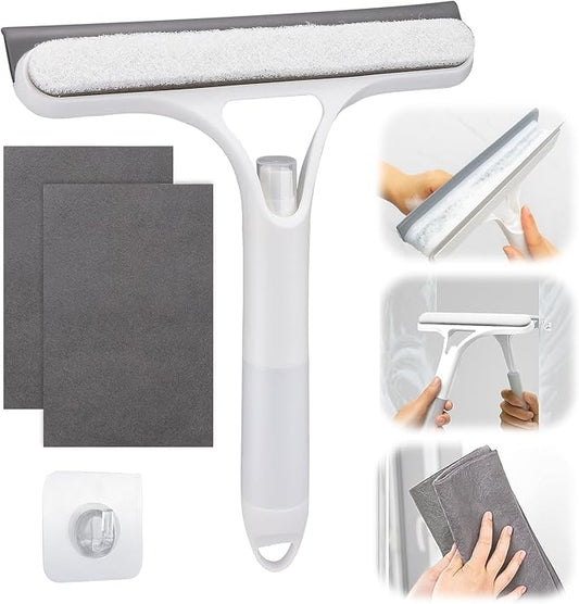 XANGNIER Window Cleaner Tool Kit,2026 3 in 1 Window Cleaning Scraper with Spray,Thickened Magic Cleaning Cloth,Window Scrubber Cleaning Squeegee for Glass,Mirror,Shower Doors,Car Windshields(White)
