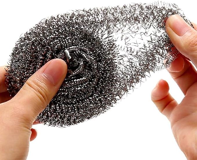 6 Pack Stainless Steel Scrubber,Reusable Steel Scrubber for Bathroom,Kitchens,Ovens,Sinks Cleaning,Heavy Duty Metal Scrubber for Scrubbing Pots,Stoves,Dishes,Cast Iron,BBQ Grills,Pans