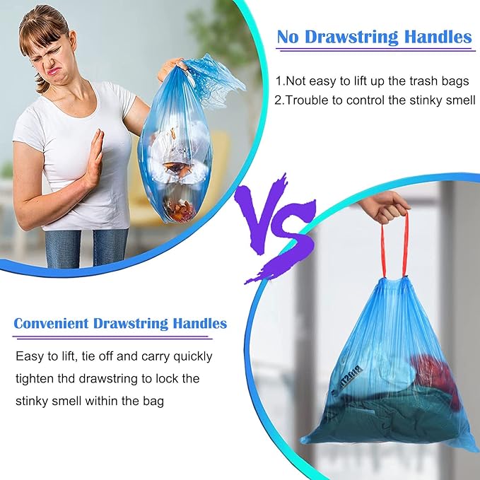 Small Trash Bags 4-6 Gallon,Extra Thick & Strong 4 Gallon Garbage Bags Drawstring 5 Gallon Trash Bags Small Garbage Bags Unscented Waste Basket Liners for Kitchen,Bathroom,Office(80 Counts)