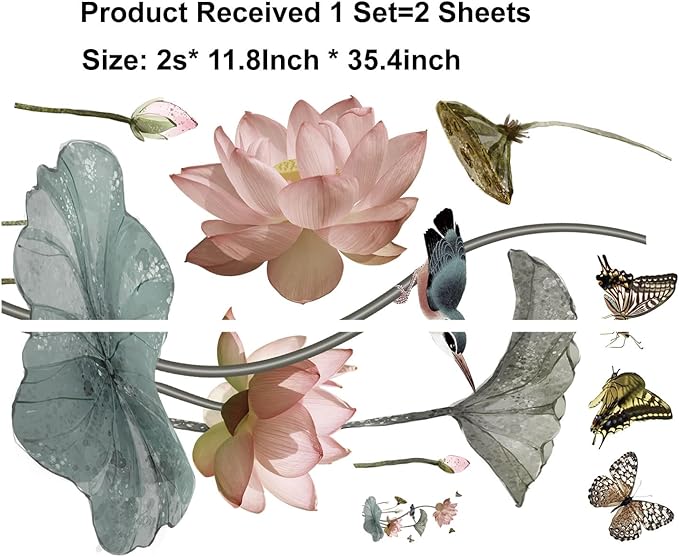 3D Wall Stickers DIY Flower Wall Decal Removable Waterproof Wall Art Decor for Bedroom Living Room Offices Home Decoration (Lotus Butterfly)