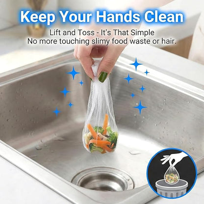 RAINFLOW 400 PCS Disposable Kitchen Mesh Sink Strainer Bag - Kitchen Sink Food Catcher Mesh Bag Elastic Net Drain Hair Catcher Strainer Bags for Drain Anti-Clogging Collecting Food Waste (4 x 4 Inch)