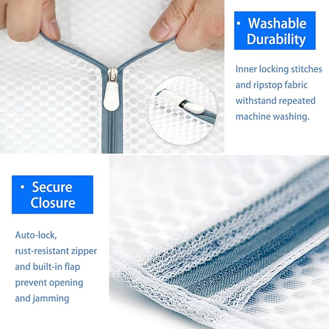 4Pcs Mesh Laundry Bags Delicates Lingerie Wash Bags for Washing Machine & Washer (2 Medium 12 x 16 Inches & 2 Large 16 x 20 Inches)