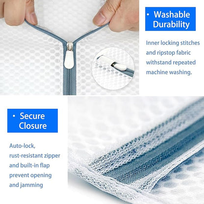 4Pcs Mesh Laundry Bags Delicates Lingerie Wash Bags for Washing Machine & Washer (2 Medium 12 x 16 Inches & 2 Large 16 x 20 Inches)