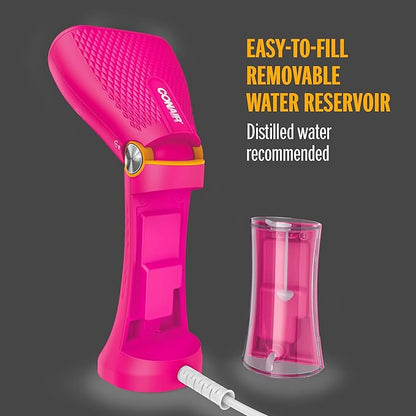 Conair Handheld Garment Steamer for Clothes - Power Steam: Small Size, Big Power - Great for Home, Office, or Travel with Dual Voltage for Worldwide Use, Pink