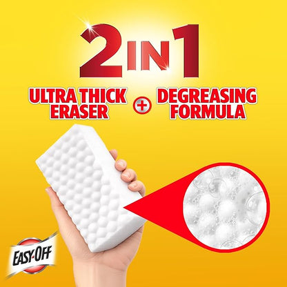 Easy‑Off Heavy Duty 2‑in‑1 Ultra Thick Eraser & Degreasing Formula, 5 Multi‑Use Cleaning Pads — Cuts Through Tough Grease & Grime in Seconds