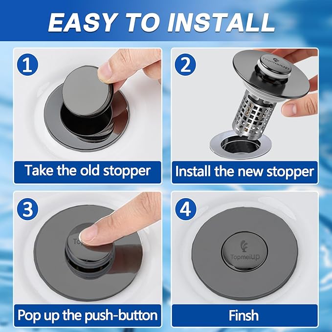 Sink Stopper Hair Catcher(2PCS), Pop-up Sink Drain Strainer with Removable Stainless Steel Strainer Basket Hair Catcher, Bathroom Sink Strainer for Bathroom Sink Stopper Replacement