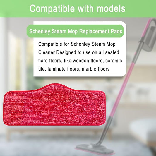 MalhSlix 8 Pack Microfiber Replacement Steam Mop Pads Compatible for Schenley Steam Mop Cleaner, Washable and Reusable Replacement Mop Pads