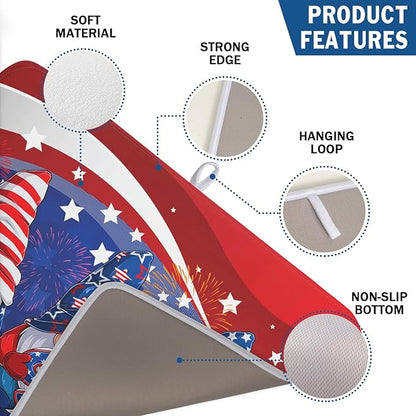 Kawani 4th of July Dish Drying Mat 18x24 Inch Spring Summer Patrioti Gnome Memorial Kitchen Mats Independece Day Absorbent Dishes Pad for Kitchen Counter Usa Stars Drying Mat Home Decor Countertops